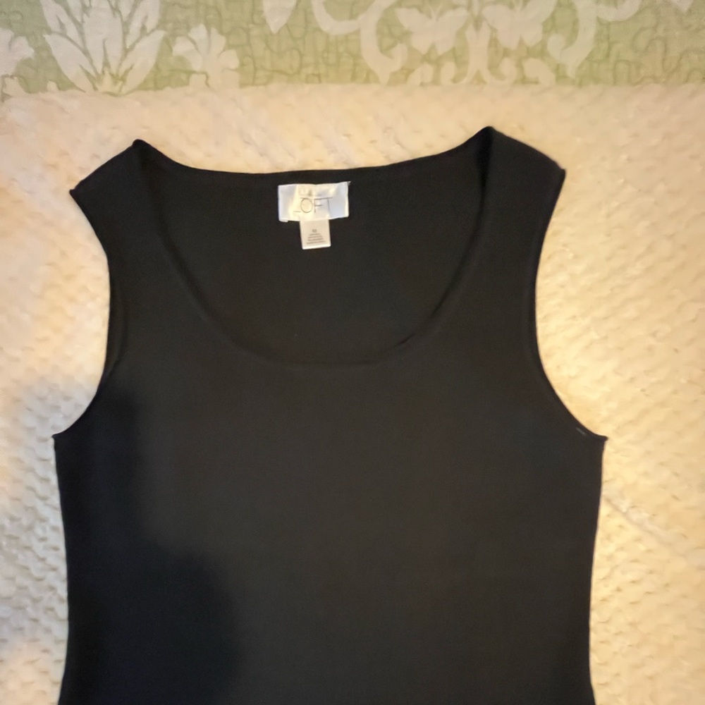 2 piece LOFT black sweater set size medium long sleeve sweater with tank top.